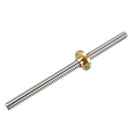 sourcing map 150mm Length T8 8mm Dia Lead Screw Rod,2 Lead Stainless Steel Lead Screw Rod With Copper Nut Trapezoidal Thread for 3D Printer Z Axis