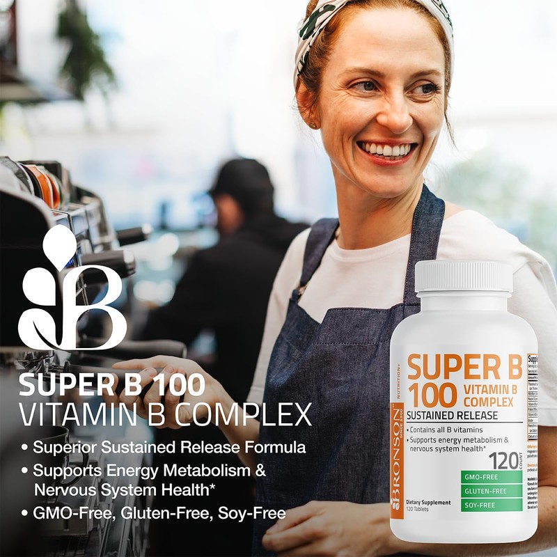 Bronson Super B 100 Vitamin B Complex Sustained Release Contains
