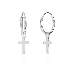 NKlaus Silver Pair of 925 Sterling Silver Celtic Cross Hoop Earrings Gothic Bali 12 mm 5069, Sterling Silver