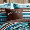 Linen Mart Southwestern Turquoise Tan Aztec Coverlet - 5 Piece