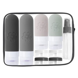 18 Stück Silikon-Reiseflaschen-Set, nachfüllbare Reisegröße-Flaschen mit Klarsichtbeutel und Etiketten, tragbare Reisebehälter für Shampoo, Lotion, Haarspülung, Duschgel, Reise-Gadgets (Schwarz)