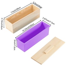 3Pcs 42oz Silicone Soap Making Kit, Rectangular Loaf Molds with Wooden Boxes and Lids, DIY Handmade Craft Supplies