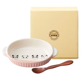 Santoku 17794 Children's Plate, Pink, Boxed, Banko Ware, Children's Tableware, Pottery Cultivation Set, Panda Shan Pattern