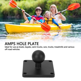 Aluminium Alloy Ball Mount Base, CNC Machined AMPS Adapter Plate 1 Inch with Rubber Ball, Easy to Install, for Boats, Kayaks, Off Road Vehicles
