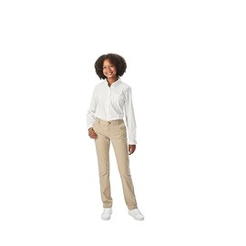 French Toast Straight Fit Stretch Twill Pant, Khaki, 12 (Young Women)
