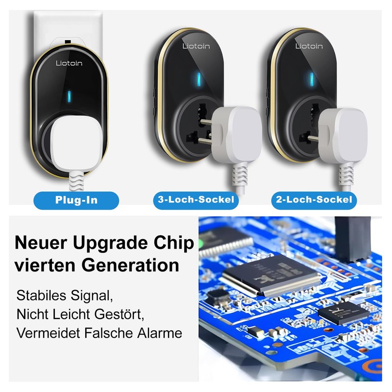 LIOTOIN Wireless Bell, Waterproof Wireless Doorbell with No Contact Required,