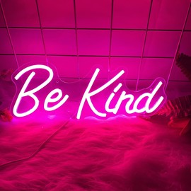 Voncitedn Be Kind Neon Sign, Dimmable LED Be Kind Light Signs for Wall Decor, USB Powered Signs for Kids Room, Bedroom, Office, Classroom, Book Store Decoration, Neon Lights Signs for Kids, 14.6x5.7 Inch, Hot Pink