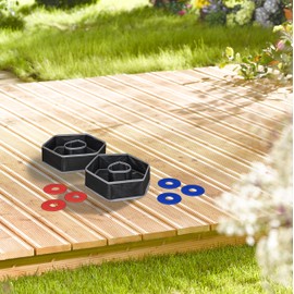 Relaxdays Washer Toss Game, 6 Discs, 2 Targets, Children & Adults, Outdoor Toy for Garden & Beach, Colourful