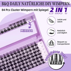 B&Q Z15 Eyelash Extensions, 84 Pieces, DIY Individual Eyelashes/Lash Clusters for Beginners, Reusable, for Eyelash Extension at Home, Lashes, D Curl, 8–16 mm Mix