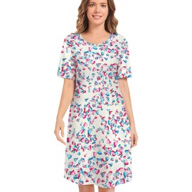 CONOMAX Women's Nightshirt Soft Nightgowns for Women Short Sleeve Sleep Dress Sleepwear(S-3X)