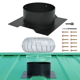 Inracity 8 Inch Roof Vent Adapter for Shipping Container, for Conex Corrugated Container Roof Vent Adapter fits 8'' Whirlybird Turbine Round Chimney Cap, Black Turbine Vents Adapter for Solar Vent