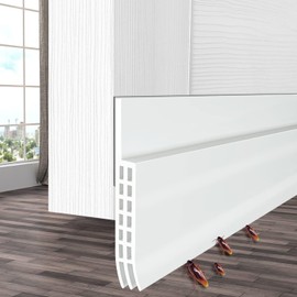 Door Draft Stopper Ohuhu Upgraded Widened 39.4" L x 3.35" W Weather Stripping Door Sweep Noise Blocker Door Gap Filler Botton Draft Guard for Winter Garage Exterior Interior Doors White