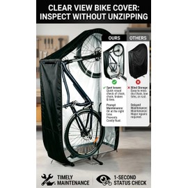 Vertical Bike Rack Cover for Single Bicycle – 420D Tear Resistant Waterproof Outdoor Cover, Freestanding Bike Storage Protector for City Mountain Electric Tandem Bikes, Anti UV Rain Snow Dust