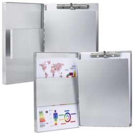 ZCZN Aluminum Clipboard with Storage and Clip Recycled, 2 Pack Clipboard Folders, Sturdy Letter Size Recycle Metal Form Holder for Business Office Medical Professionals, Letter Size (Silver)