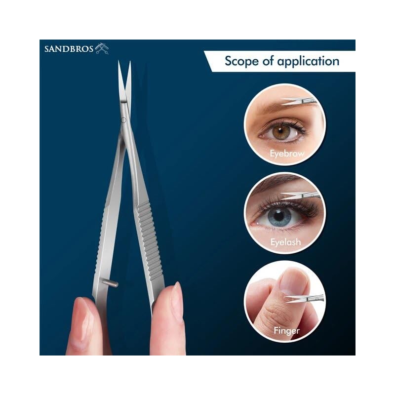 SANDBRSOS Cuticle Scissors Extra Fine Straight Professional Precise Pointed Tip