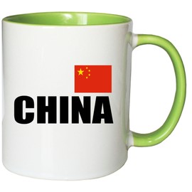Mister Merchandise Coffee Cup China Flag Tea Cup White / Green