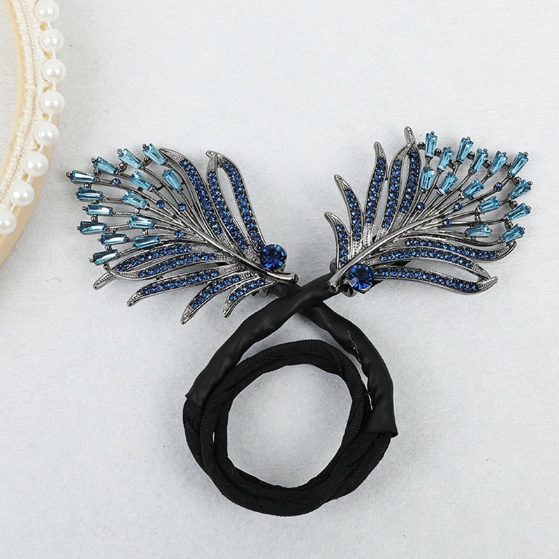 2 pcs, Blue and Gold Lazy Bun Styling Tool,Rhinestone Hair