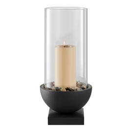 Danya B. Modern Black Metal Bold Pedestal and Glass Pillar Hurricane Candle Holder (7" x 7" x 15.25, Large)