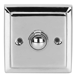 A29 Polished Nickel Doorbell Button – 2 1/2" x 2 1/2" – Antique Style Push Button in Brass with Recess Mount – Vintage Design, Wired for Two-Wire Chimes, Weather Resistant, Easy DIY Installation