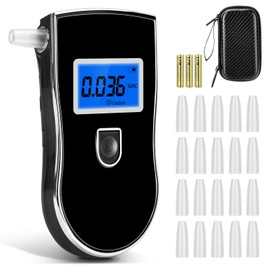 Alcohol Breathalyzer, Portable Alcohol Breath Tester with 20 Mouthpieces, Professional-Grade Accuracy, Accurate Blood Alcohol Tester with Digital LCD Screen for Personal Use