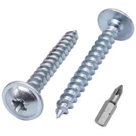 SKIR'CO (Pack of 80) Galvanised Steel 5.0 x 40mm Silver Wood Screws Metal Screws Wafer Head Pozi Self Tapping