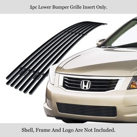 Compatible with 2008-2010 Honda Accord Sedan Lower Bumper Stainless Steel Black 8x6 Horizontal Billet Grille Insert H66590J
