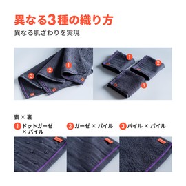OSTD plus Towel Handkerchief, Hand Towel, 10.8 x 10.8 inches (25 x 25 cm), 3 Different Weaves, Charcoal, Set of 3, 100% Cotton