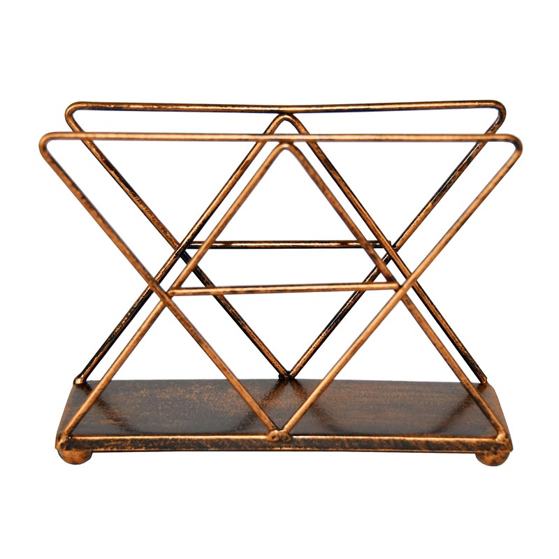 OwlGift Copper Modern Geometric Triangle Metal Wire Upright Napkin Holder