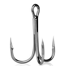 9KM DWLIFE Silver Treble Fishing Hooks 20PCS High Carbon Steel Strong Sharp Treble Fishing Hooks for Pike Perch Trout Saltwater Freshwater Fishing 10#