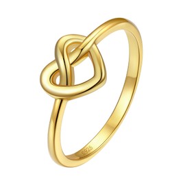 Silvora 925 Sterling Silver Knot Ring Gold Promise Ring Heart Love Rings for Women Band Ring Size 7