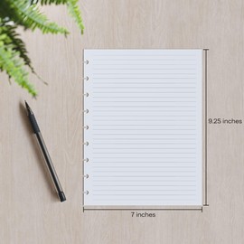 Discbound Lined 120 GSM Refill Paper, 80 Sheets (160 Pages), 9 Disc Pre-Punched Happy Planner Inserts, Loose Leaf, White