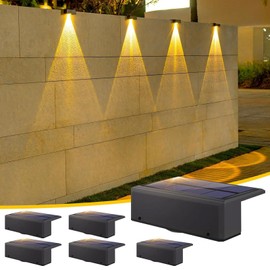 EGOBOO Solar Fence Lights Outdoor 6 Pack,Dusk to Dawn Deck Light,Solar Deck Lights IP65 Waterproof, Solar Outdoor Lights for Backyard/Railing/Wall/Step/Patio