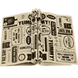 Chinco 150 Pieces Newsprint Wax Paper Sheets Newspaper Theme Food Wrap Paper Grease Resistant Tray Liners Waterproof Wrapping Tissue Food Picnic for Kitchen Baking Hamburger (Kraft Background)