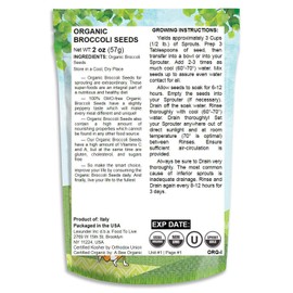 Organic Broccoli Seeds for Sprouting by Food to Live (Non GMO, Kosher, Bulk) — 2 Ounces