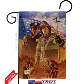 Breeze Decor Garden Flag Armed Forces Firefrighter Fireman Fire Department Rescue Red Line Hero Support House Decoration Banner Small Yard Gift Double-Sided, 13"x 18.5", Made in USA
