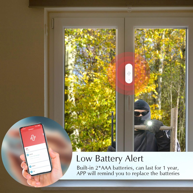 Chatthen WiFi Vibration Sensor, Smart Window Alarm Sensors, Tuya APP