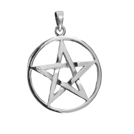 Kiss of Leather Large Pentagram Pendant 925 Sterling Silver No. 229, Sterling Silver, No Gemstone