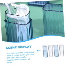 VICASKY 4pcs Transparent Cotton Swabs Holder Desktop Storage Box for Makeup Pads Elegant Organizing for Vanity Bathroom Dresser and Small Accessories