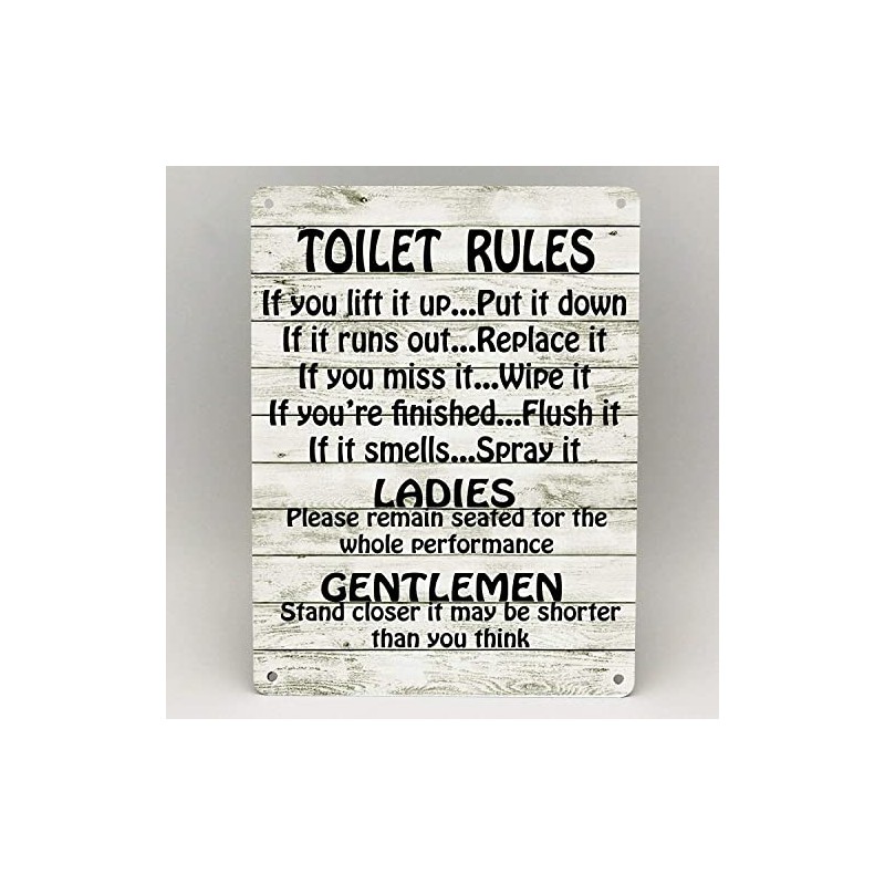 RIFOSA 6"x8" Toilet Rules Metal Sign Bathroom List Novelty Put