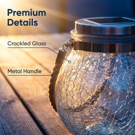 Solar Powered Transparent Glass Jar Lantern with 30 LED Lights,Hanging Outdoor Garden Light(Blue)