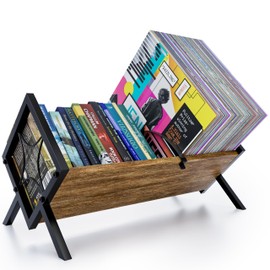 SAYONEYES Vinyl Record Storage Rack with 100 LP Capacity – Heavy Duty Record Holder for Vinyl Albums - Premium Construction, Scratch-Resistant Finish, and Modern Design for Any Music Room