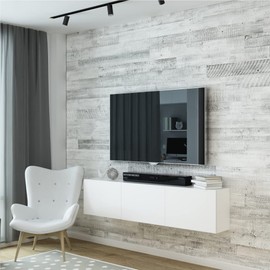 White Reclaimed Barnwood Planks Weathered Distressed Antique Tile Slat Boards for Paneling Wood Wall Wooden Backdrop Rustic Farmhouse Decor Backsplash DIY Crafts 47" Length (12, Width 4 inс)