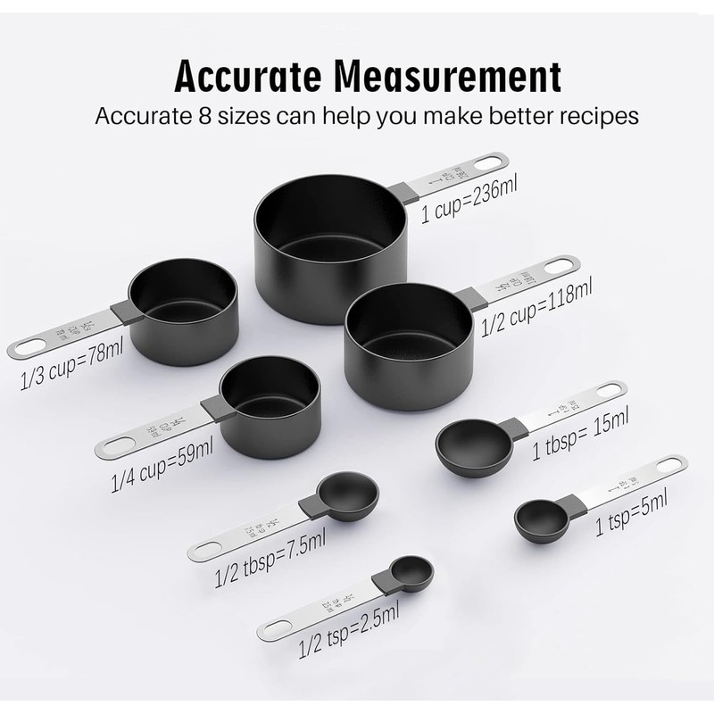 8 Piece Measuring Cups and Spoon Set, 4 Measuring Cups