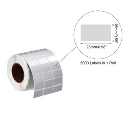 sourcing map Direct Rectangle Label Sticker Metallic Silver 1x0.6 Inch in 1 Row for Packaging, Craft Projects 5000 Labels 1 Roll