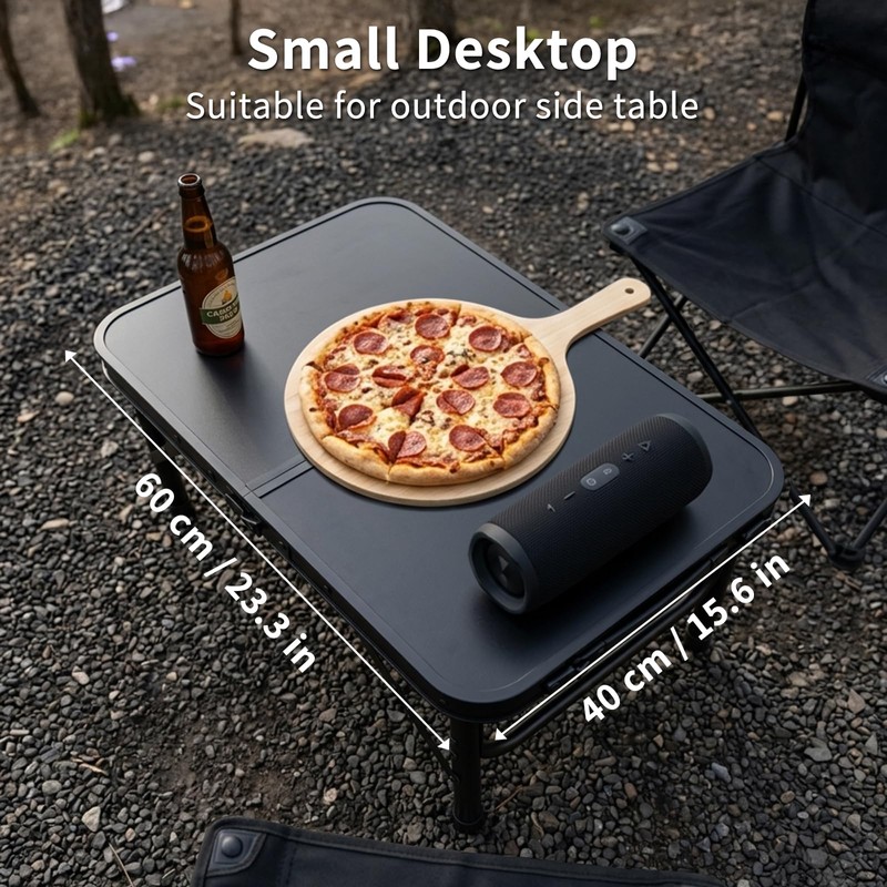 Bingyouth 2FT Small Camping Portable Table, Black Aluminum Frame, Adjustable