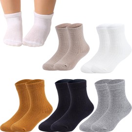 Risipu 5 Pairs Baby Socks Cotton Toddler Socks for Boys Girls Breathable Striped Ankle Sock for Children Age 1-3 Years, black, 2 - 3 years