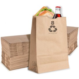 8 Lb Kraft Brown Paper Lunch Bags (50 Count) - Bulk Disposable Lunch sacks, Small Size Blank Bag, Good for a Snack, Sandwich, Grocery Food, and Arts & Crafts Projects, Stock Your Home