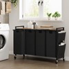 WOWLIVE 4-Compartment Laundry Hamper with Lid,Rolling Laundry Basket Organizer with