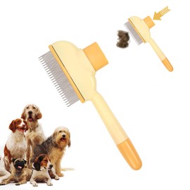 Viiotu Upgrade Pet Hair Remover Comb, One Click Self Clean Dog & Cat Brush Smooth Teeth for Safe Massage, Long Teeth Remove Underfur & Lice, Dual - Length Teeth Untangle for Dog Cat