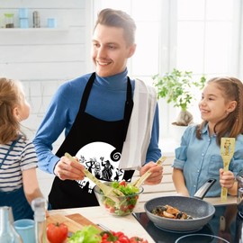 Christmas Nightmare Gift for Women Wooden Cooking Spoons Bamboo Kitchen Cooking Utensils Set with Apron Oven Mitt Potholder